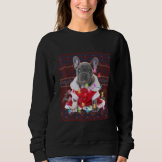 French Bulldog Christmas Lights Ugly Sweater Dog