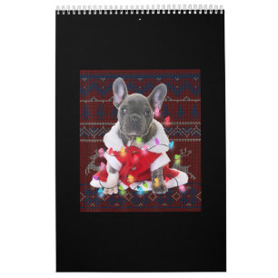 French Bulldog Christmas Lights Ugly Sweater Dog Calendar