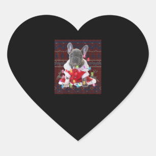 French Bulldog Christmas Lights Ugly Sweater Dog Heart Sticker