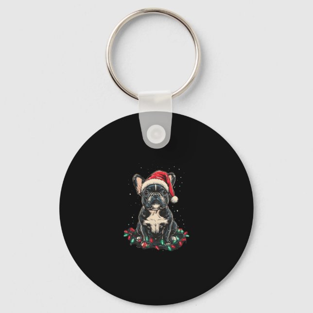 French Bulldog Christmas Lights Xmas Dogs Gifts Me Key Ring (Front)