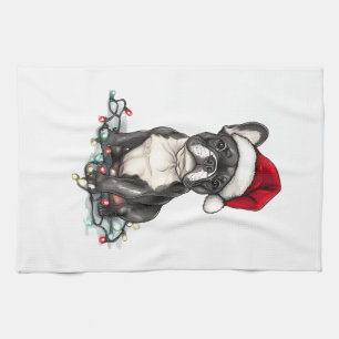 French Bulldog Christmas Lights Xmas Dogs Gifts Me Tea Towel