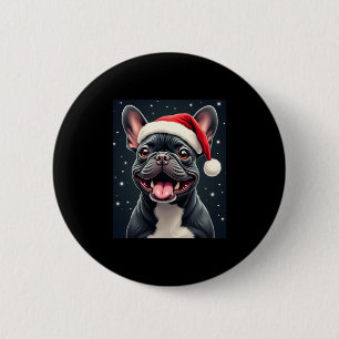 French Bulldog Christmas Long Sleeve T-Shirt 6 Cm Round Badge