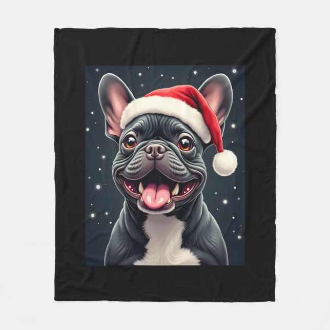 French Bulldog Christmas Long Sleeve T-Shirt Fleece Blanket (Front)