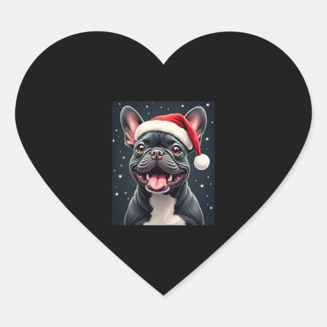 French Bulldog Christmas Long Sleeve T-Shirt Heart Sticker (Front)