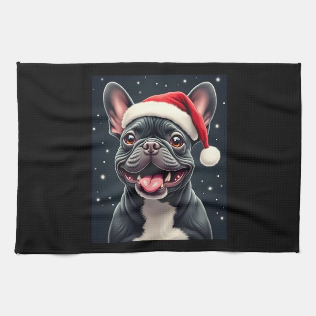 French Bulldog Christmas Long Sleeve T-Shirt Tea Towel (Horizontal)