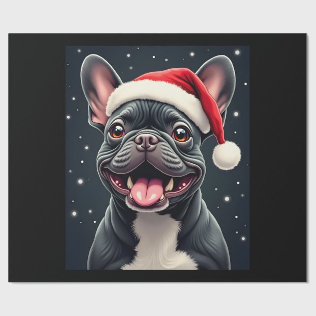French Bulldog Christmas Long Sleeve T-Shirt Wrapping Paper (Flat)