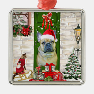 French Bulldog Christmas Metal Ornament