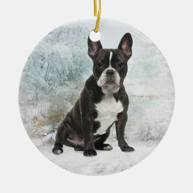 French Bulldog Christmas Ornament (Front)