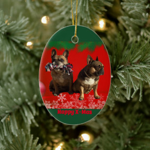 French bulldog Christmas ornaments