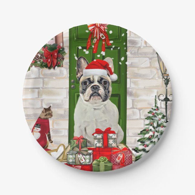 French Bulldog Christmas  Paper Plate (Front)