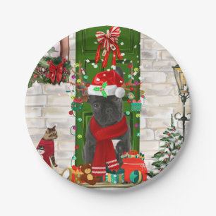 French Bulldog Christmas Paper Plate