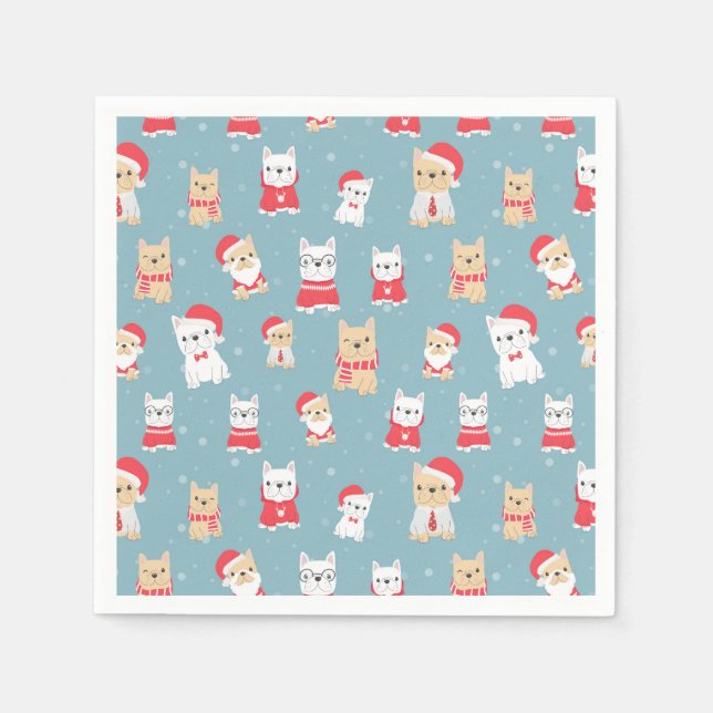 French Bulldog Christmas Pattern Napkin (Front)