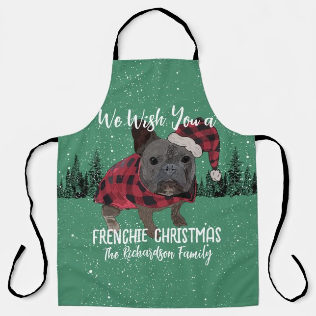 French Bulldog Christmas Personalised Dog Frenchie Apron (Front)
