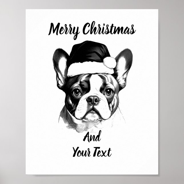 French Bulldog Christmas Poster Instant Download (Front)