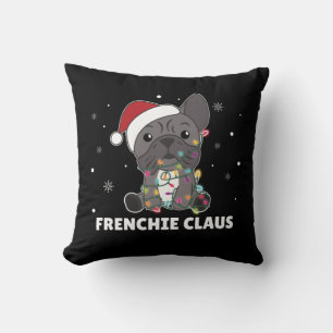 French Bulldog Christmas pun FRENCHIE CLAUS Square Cushion