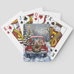 French Bulldog Christmas Red Truck Holiday Playing Cards