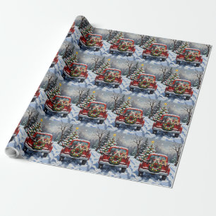 French Bulldog Christmas Red Truck Holiday Wrapping Paper