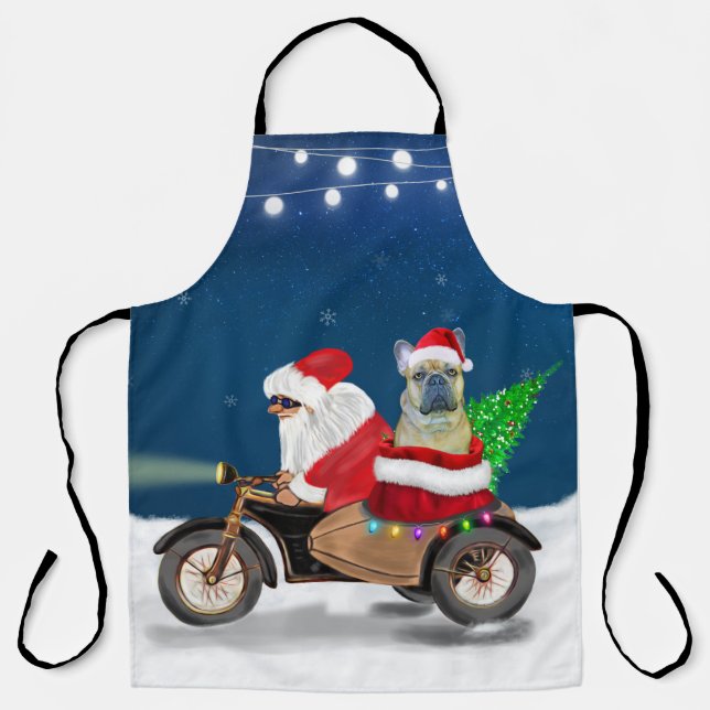 French Bulldog Christmas Santa Claus Apron (Front)