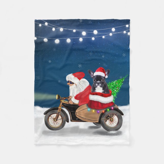 French Bulldog Christmas Santa Claus Fleece Blanket (Front)