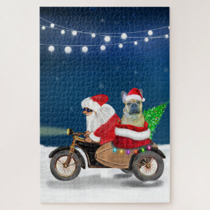 French Bulldog Christmas Santa Claus Jigsaw Puzzle