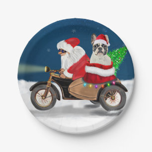 French Bulldog Christmas Santa Claus   Paper Plate