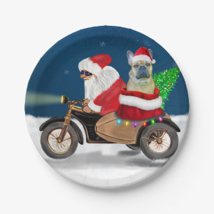 French Bulldog Christmas Santa Claus  Throw Pillow Paper Plate