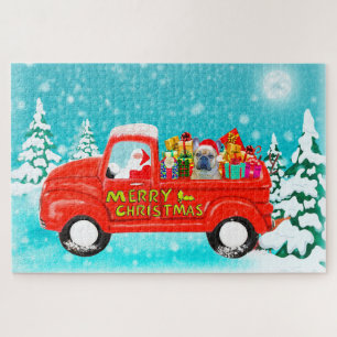 French Bulldog Christmas Santa Delivery Truck Jigsaw Puzzle