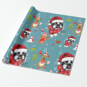 French Bulldog Christmas Santa Wrapping Paper