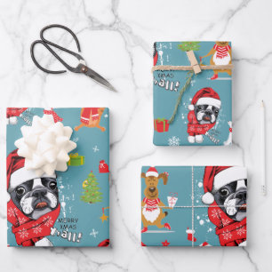French Bulldog Christmas Santa Wrapping Paper Sheet