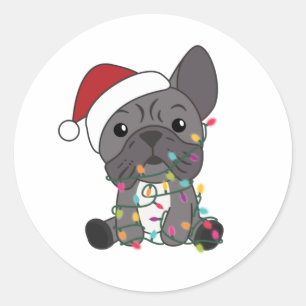 French Bulldog Christmas Snow Winter Animals Classic Round Sticker