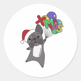 French Bulldog Christmas Snow Winter Animals Classic Round Sticker