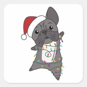 French Bulldog Christmas Snow Winter Animals Square Sticker