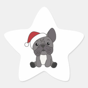 French Bulldog Christmas Snow Winter Animals Star  Sticker