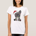 French Bulldog Christmas Snow Winter Animals T-Shirt<br><div class="desc">The French bulldog to softness with fair lights. Funny animals with gifts and snow to the holidays. Also funny for Christmas in July. Dogs are sweet animals and perfect for Christmas.</div>