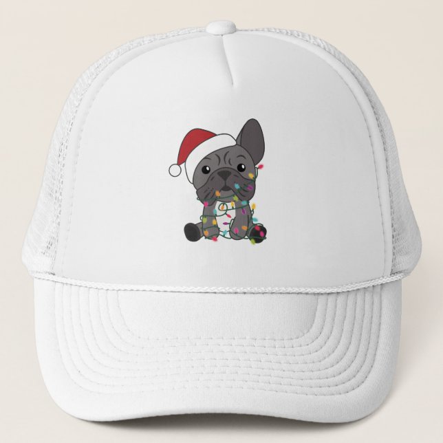 French Bulldog Christmas Snow Winter Animals Trucker Hat (Front)
