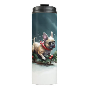 French Bulldog Christmas snow winter  Thermal Tumbler