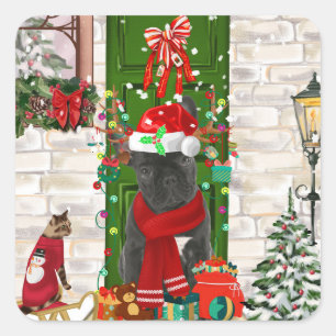 French Bulldog Christmas  Square Sticker