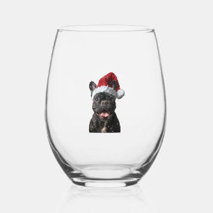 French Bulldog Christmas Stemless Wine Glass
