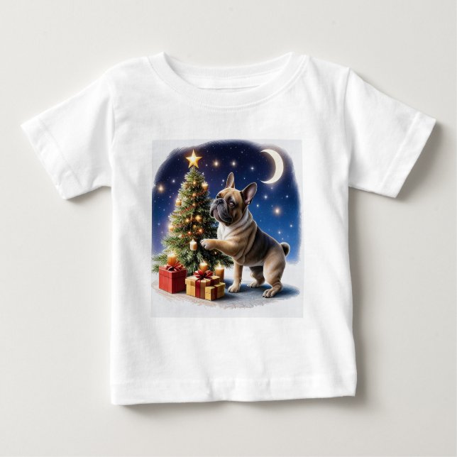 French bulldog Christmas tree Baby T-Shirt (Front)