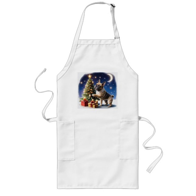 French Bulldog Christmas Tree Bulldog Long Apron (Front)