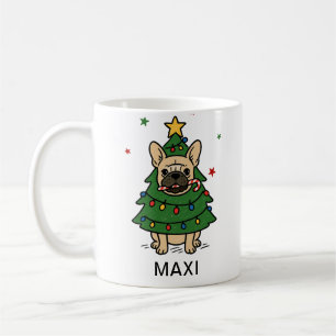 French Bulldog Christmas Tree Custom Name Coffee Mug