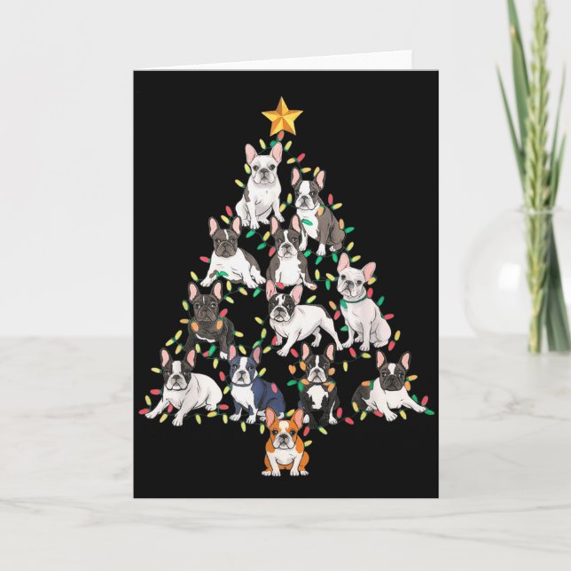 French Bulldog Christmas Tree Frenchie Dog Xmas Pa Card (Front)