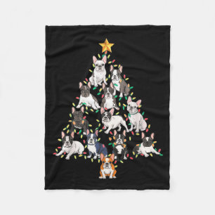 French Bulldog Christmas Tree Frenchie Dog Xmas Pa Fleece Blanket