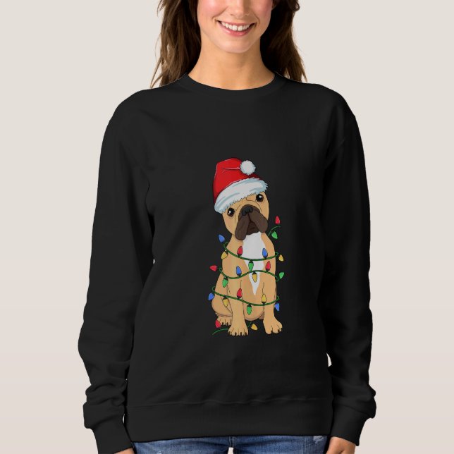 French Bulldog Christmas Tree Light Santa Dog Xmas Sweatshirt (Front)