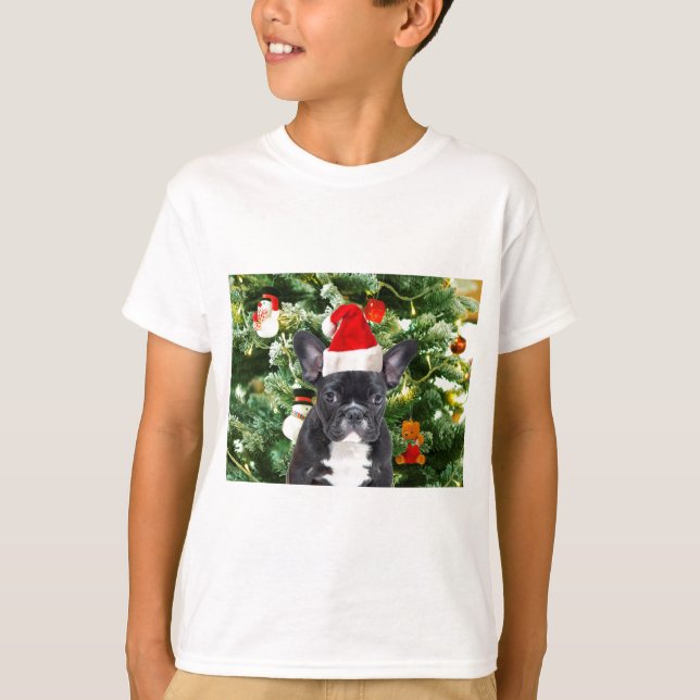 French Bulldog Christmas Tree Ornaments Snowman T-Shirt (Front)