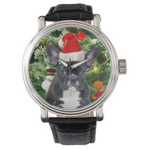 French Bulldog Christmas Tree Ornaments Snowman Watch