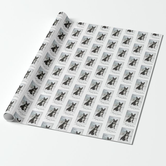 French Bulldog Christmas Wrapping Paper (Unrolled)