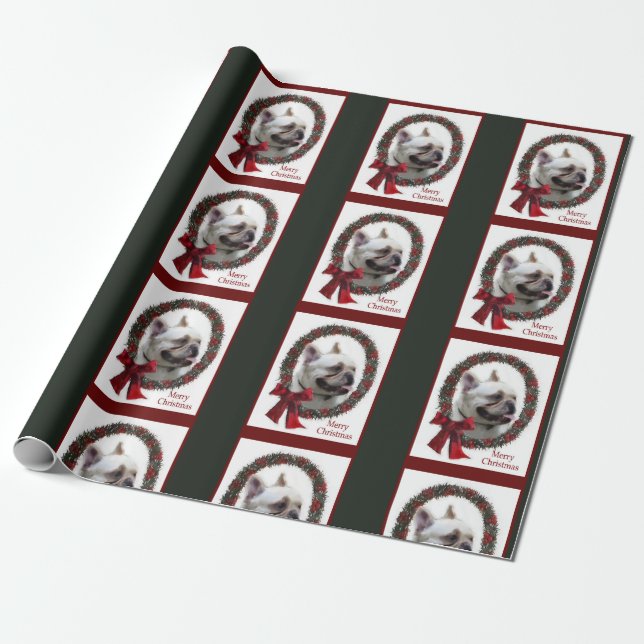 French Bulldog Christmas Wrapping Paper (Unrolled)