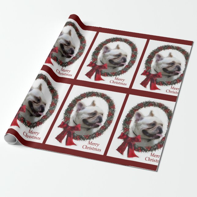 French Bulldog Christmas Wrapping Paper (Unrolled)