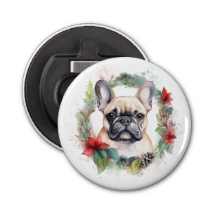 French Bulldog Christmas Wreath Festive Pup Bottle Opener